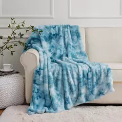 Rabbit faux fur throw blanket